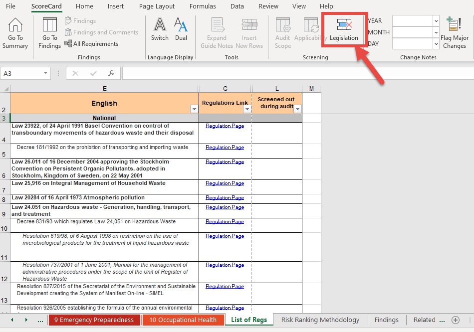 Creating A Legal Register In Audit Scorecard Enhesa