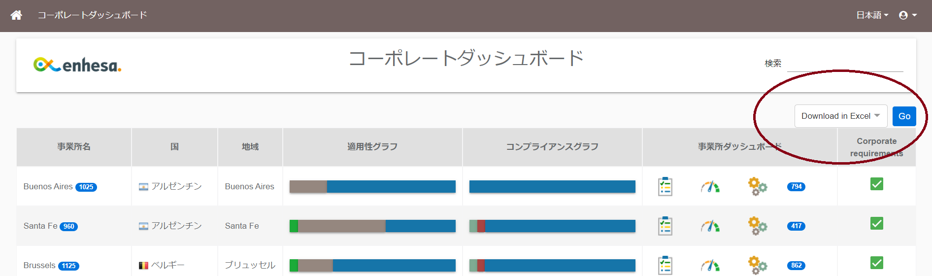 ダッシュボードのデータを出力する Enhesa